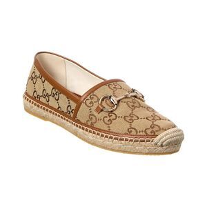Gucci Horsebit Gg Canvas & Leather Espadrille, Brown